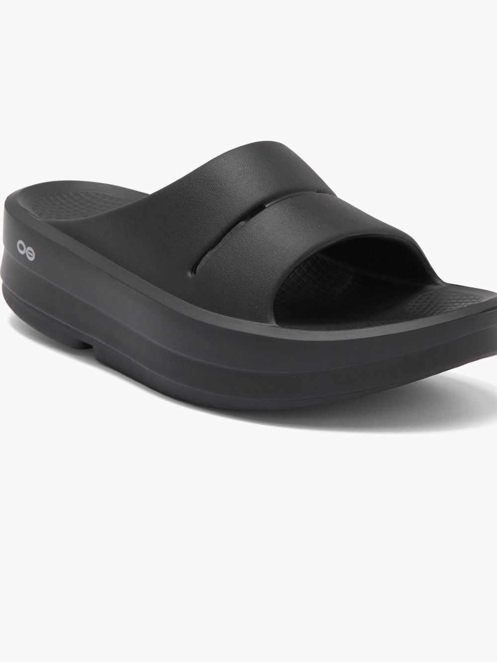 OOFOS OOmega OOahh Slide Sandal Size 9 Platform Sandal Black